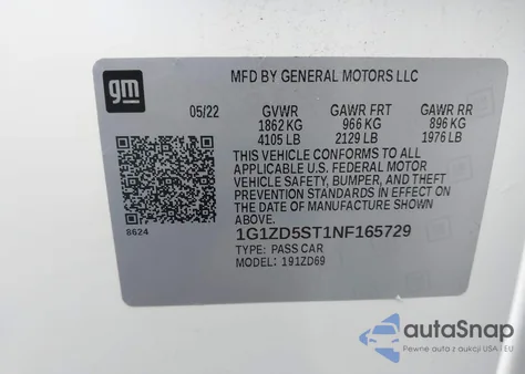 2022 Chevrolet Malibu Fwd Lt from USA, damaged, VIN 1G1ZD5ST1NF165729